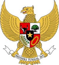 Garuda mit Wappen - Symbol Indonesiens. "Bhinneka Tunggal Ika – Einheit in Vielfalt"